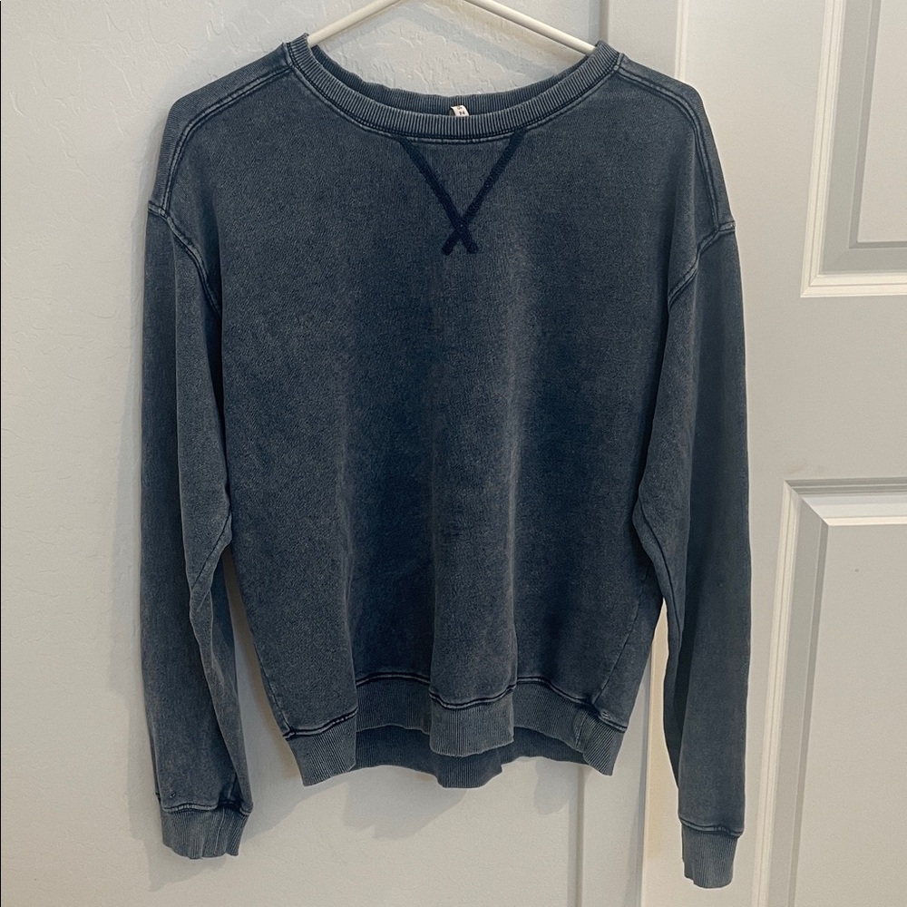 Z Supply Washed Blue Crewneck Sweater